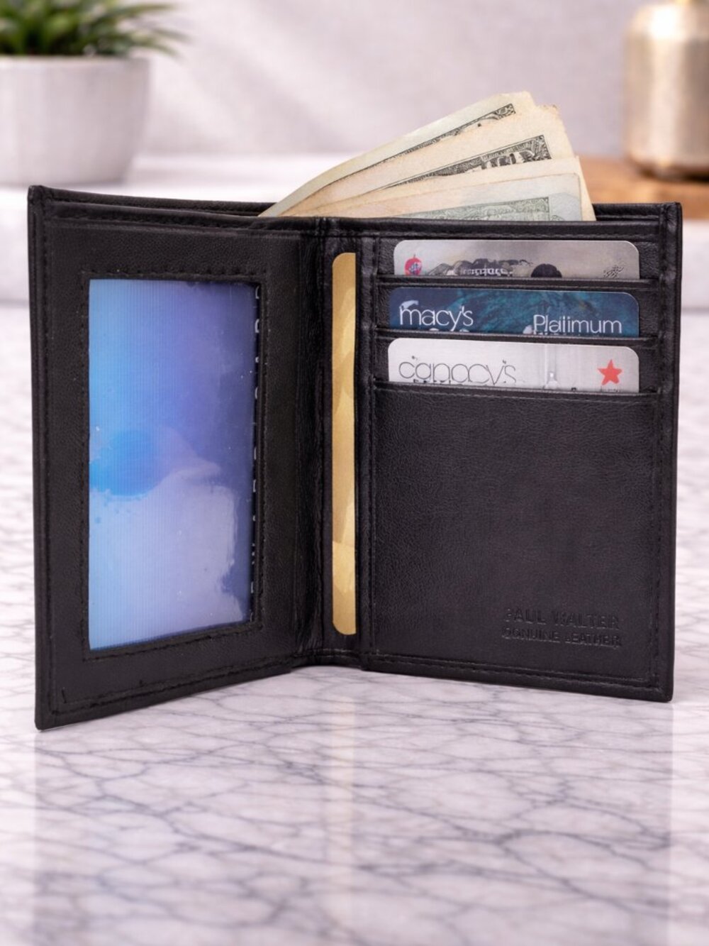 Genuine Leather Men Credit Card Case,ID holder with Black Color